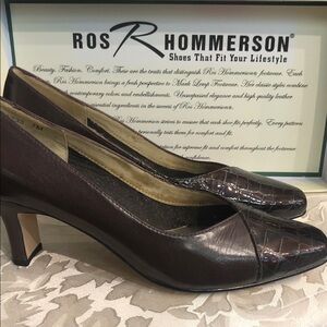 Ros Hommerson Dark Brown Croc-Embossed Heels